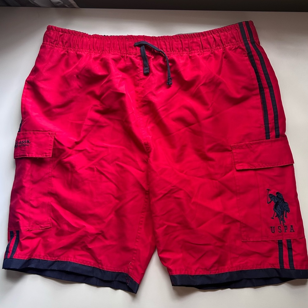 Vintage U.S. Polo Assn. Red drawstring Shorts with Elastic Waistband. Size 3X